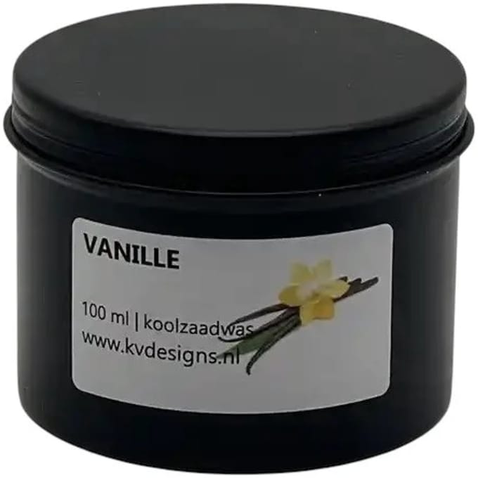 Geurkaars 100ml – Vanille – Handgemaakt van Koolzaadwas – 40 branduren – KV DESIGNS