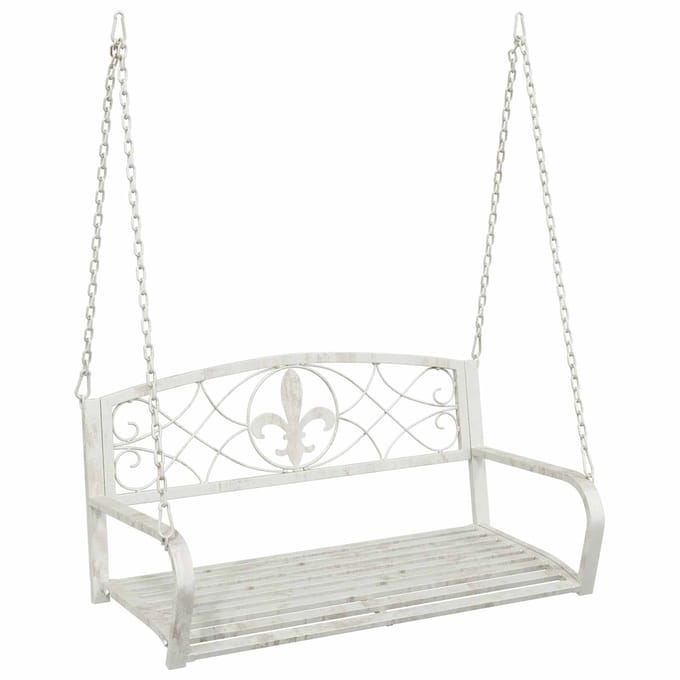 vidaXL - Schommelbank - Staal - 110,5 - x - 59 - x - 55 - cm - Antiek - wit