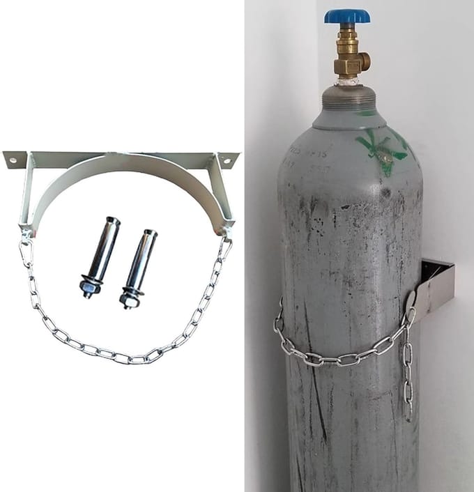 Zuurstoftankhouder - Cilinderopslag - Veilig Transport - Met Veiligheidsketting - 35cm Lengte