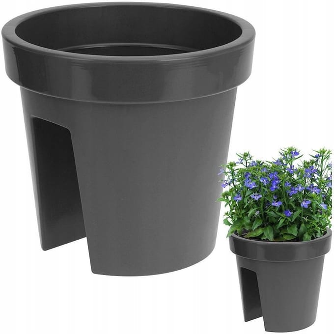 LOFLY Balkonpot Antraciet Mat 5L - Voor Balustrade & Reling