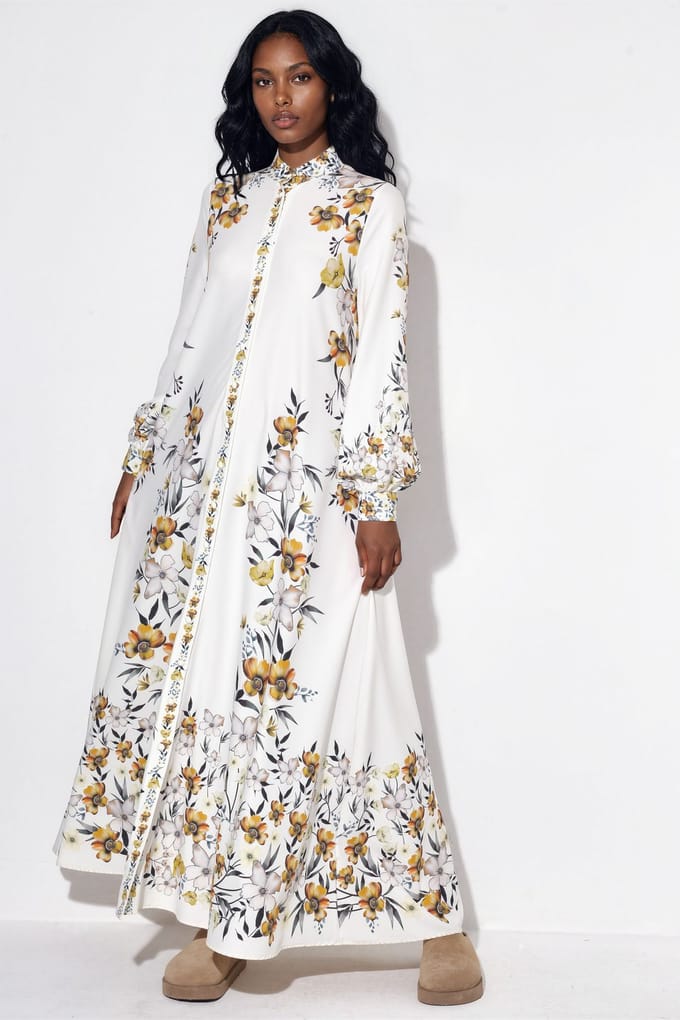 Floral Gevuld Maxi Hemdjurk