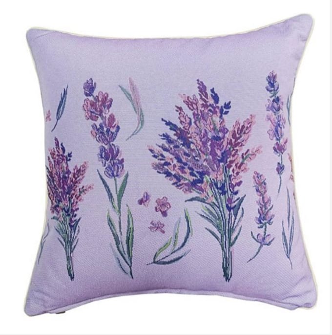 Kussenhoes - Gobelinstof - Lavendel - Lavender - Paarse achtergrond - 45 cm