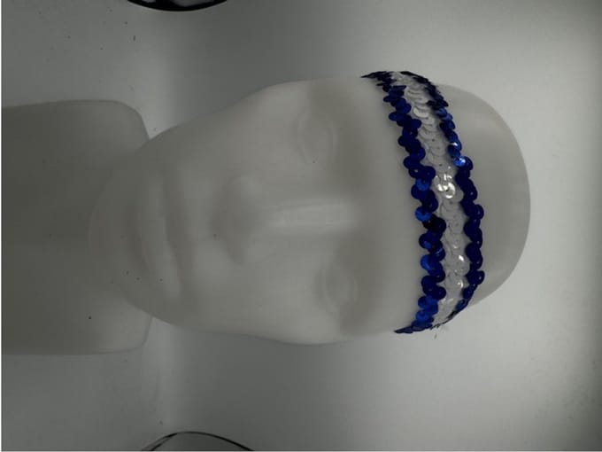 Hoofdbandje met pailletten blauw wit