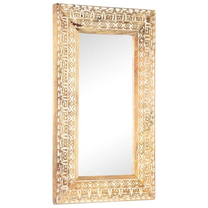vidaXL - Spiegel - handgesneden - 80x50x2,6 - cm - massief - mangohout