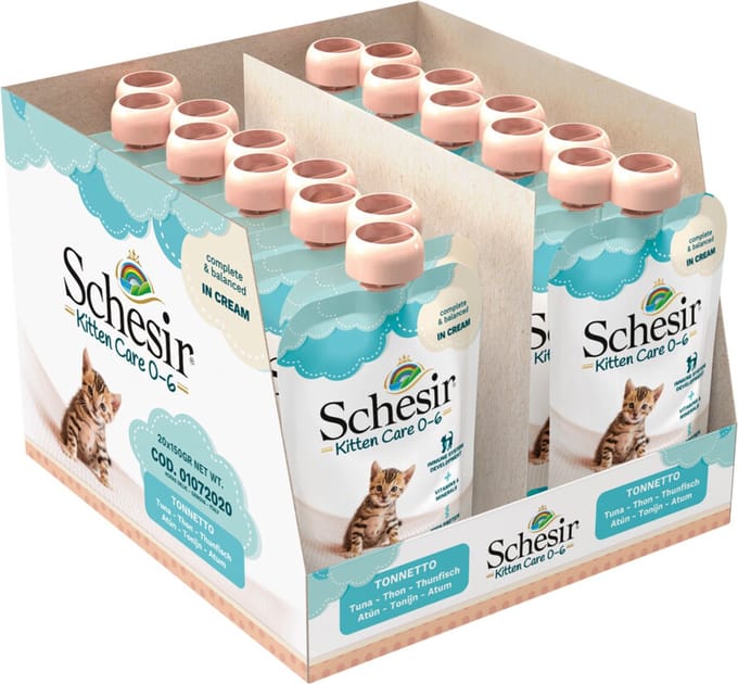20x Schesir Kattenvoer Kitten 0-7 Tonijn in Cream 150 gr