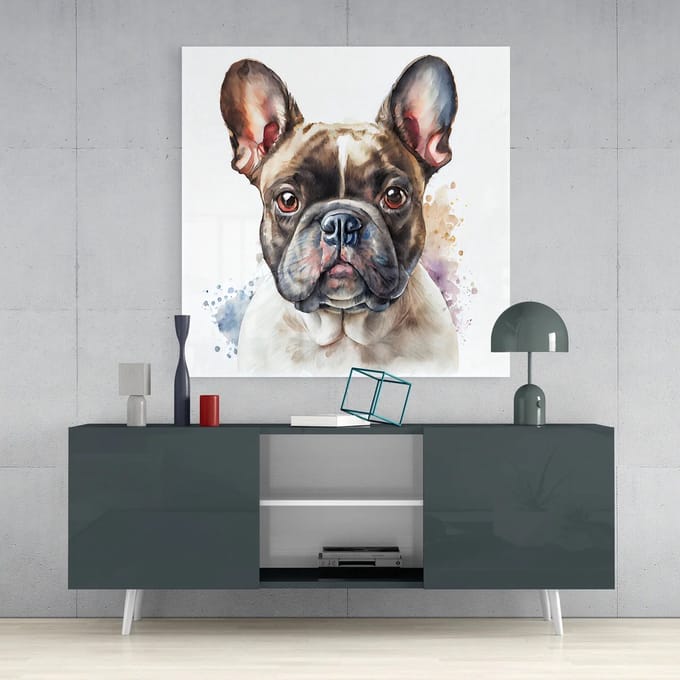 Glasschilderij Dieren - Schattige Hond - 40x40 cm - 4 mm