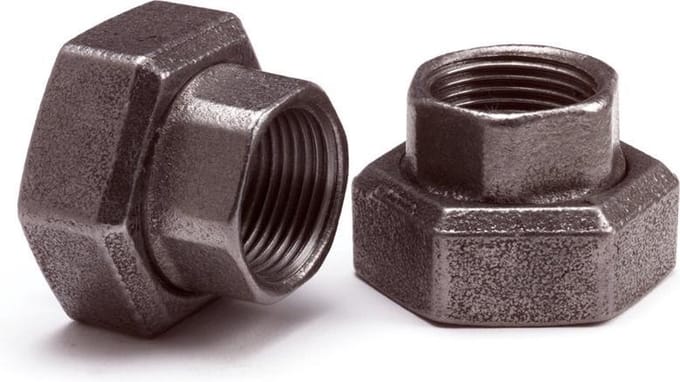 Pompkoppelingen t.b.v. circulatiepomp, 1 1/2" binnendraad x 1" binnendraad, set à 2 stuks