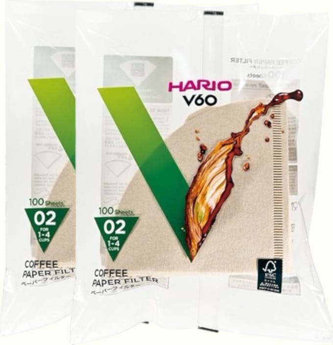 Hario Koffiefilters V60 02 - Bruin (100 stuks) 2-Pack