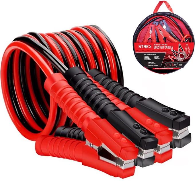 Strex Startkabels 25 mm² - 750A - 3,5 Meter - Incl. Opbergtas - Extra Robuust - Accukabel