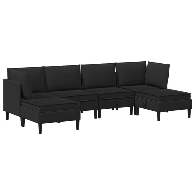 vidaXL - Woonkamer - Meubelset - 6 - st - Zwart - Stof