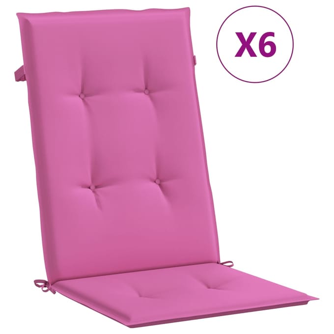 vidaXL - Stoelkussens - 6 - st - hoge - rug - stof - roze