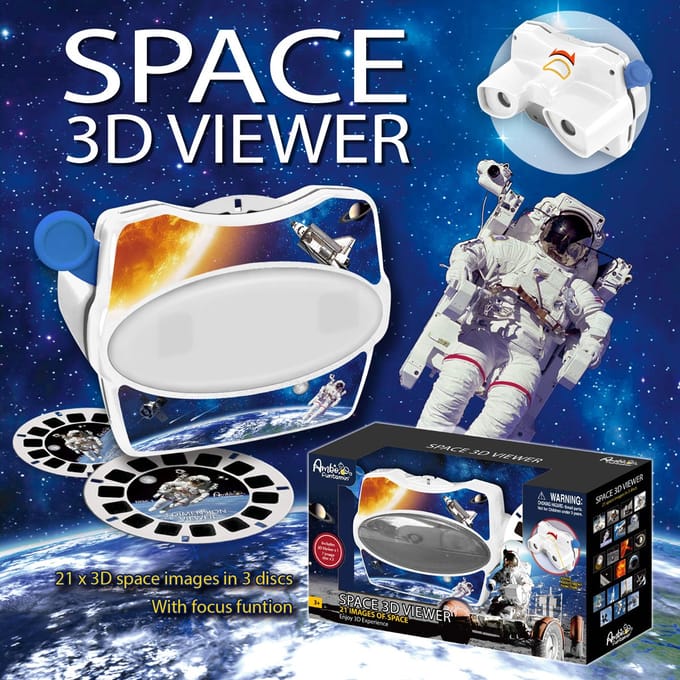 AMBO 3D Viewer - Ruimte - 3 Verwisselbare Schijfjes - Educatief Speelgoed - 3 Jaar