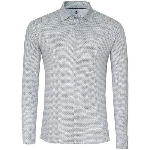 Desoto Overhemd Allover Minimal Pattern Casual Kent Wit-Groen / male