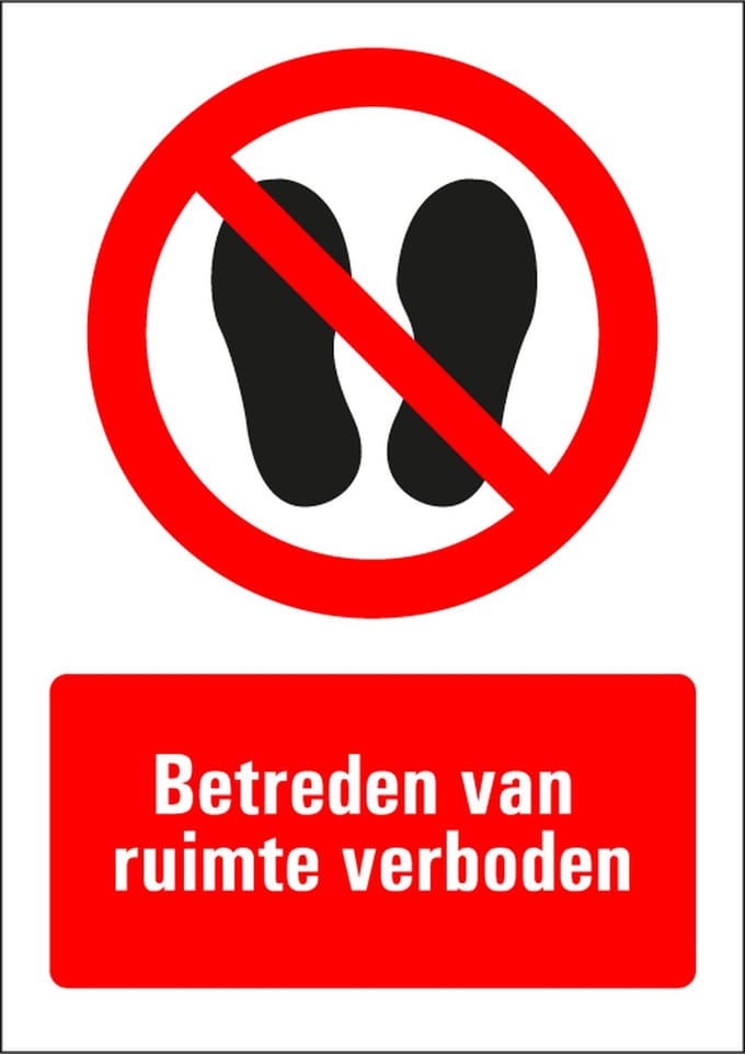 Betreden van ruimte verboden tekststicker 297 x 210 mm (A4)
