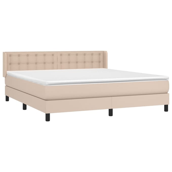 vidaXL - Boxspring - met - matras - kunstleer - cappuccinokleurig - 180x200 - cm