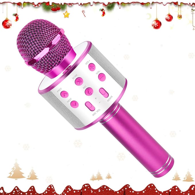 Bluetooth karaoke-microfoon, draagbare draadloze karaoke-microfoon, 3 4 5 6 7 8 9 10 11 12 jaar Agazzi meisjes microfoon cadeau speelgoed