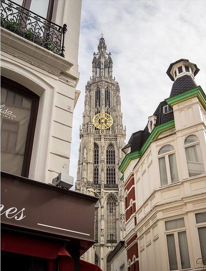 Canvas Schilderij Kathedraal Antwerpen - 60x80cm - WALLLL