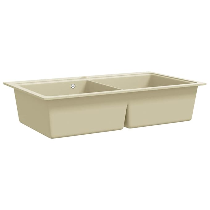 vidaXL - Gootsteen - dubbele - bakken - graniet - beige