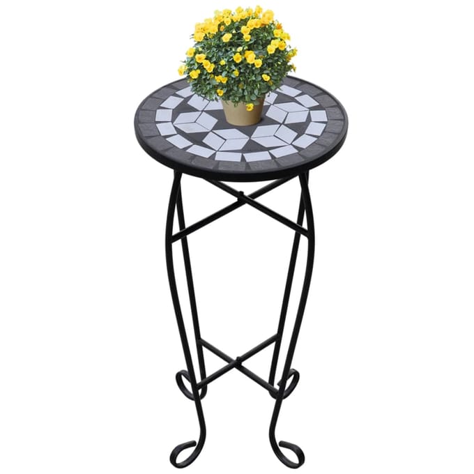 vidaXL - Bijzeltafel - mozaïek - zwart - en - wit