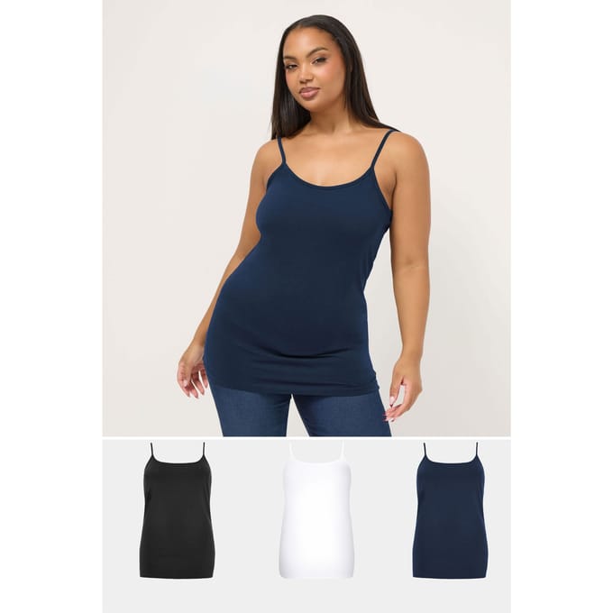 Yours Set Van 3 Paar Camitops In Zwart & Donkerblauwsize 44