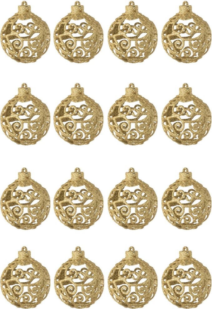J-Line kerstbal Barok - kunststof - goud - doos van 16