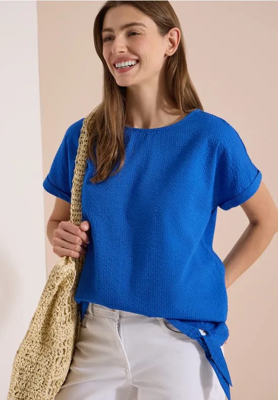 Blouse met ronde hals en knoopdetail