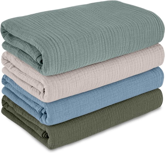 Set van 4 Hydrofiele Luiers Katoen - Kruikenzak & Baby Swaddle 95x100 cm