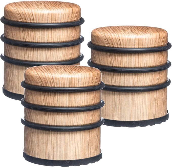 5Five Ronde deurstopper - 5x - houtlook - 7 x 8 cm - van metaal - Deurstop - Buffer