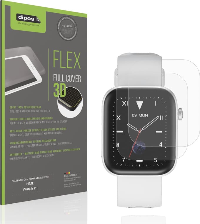 dipos FLEX – 2x Matte Screenprotector geschikt voor HMD Watch P1 | Volledige Schermbescherming | Case-Friendly