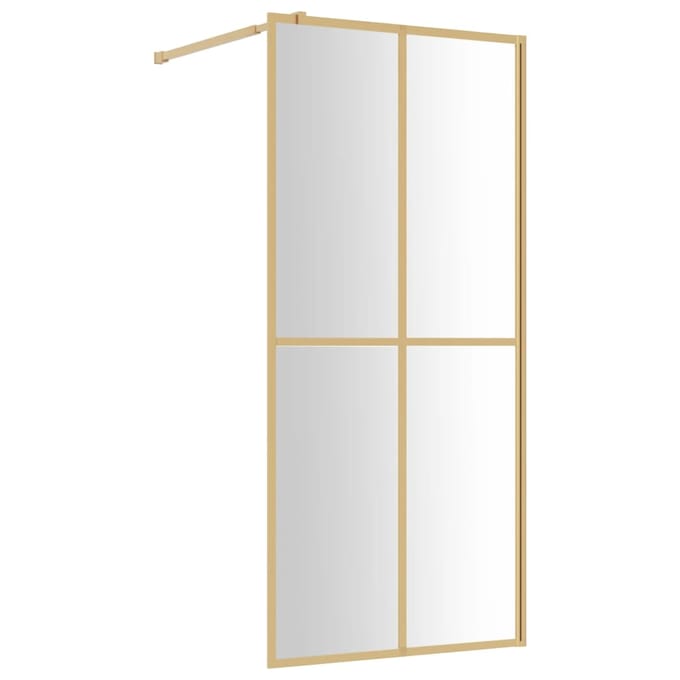vidaXL - Inloopdouchewand - transparant - 80x195 - cm - ESG-glas - goudkleurig