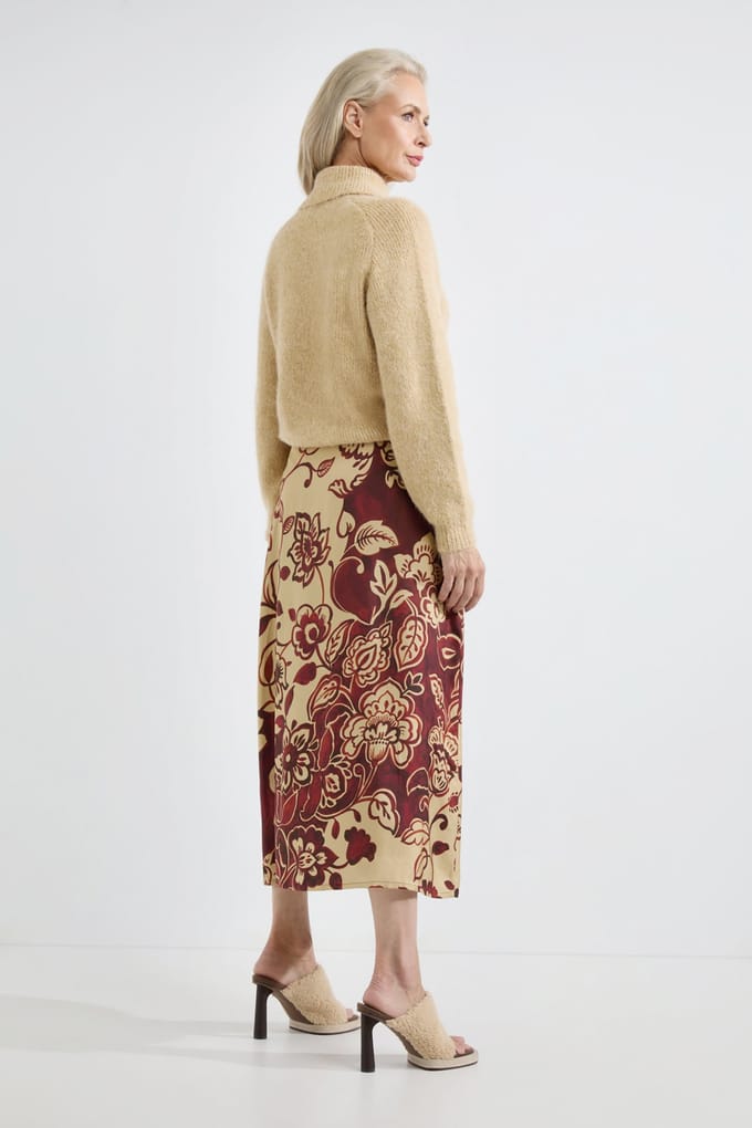 Josephine & Co Adeline Skirt Camel Print Maat: 40 | Midi Rokken Outlet | Dames | Beige
