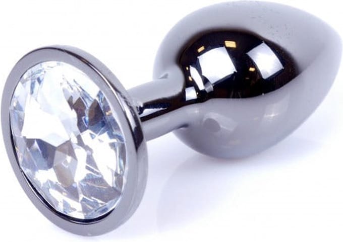 Bossoftoys - Donker Zilver Anale Plug Met Transparante Steen