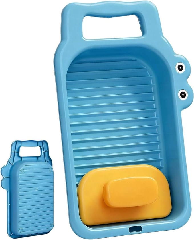 Handwasplank - Schuurplank Kleding - Efficiënt Wassen - Ruimtebesparend Ontwerp - 34 x 20 x 6 cm - Blauw