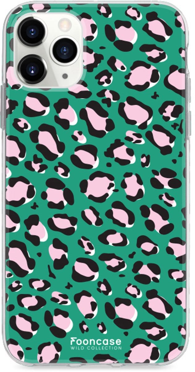 Fooncase Hoesje Geschikt voor iPhone 12 Pro - Shockproof Case - Back Cover / Soft Case - Luipaard / Leopard print / Groen