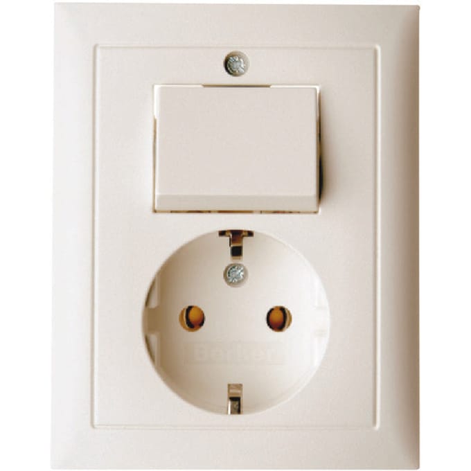 Hager Berker S1 Combinatieschakelaar wandcontactdoos met afdekplaat - 6143568942 - E3HAF