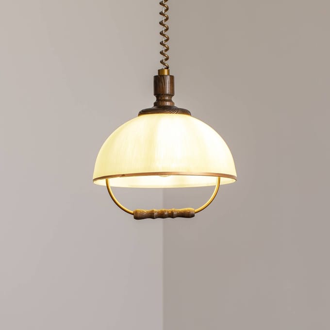 Lamkur Hanglamp Ilsa, wit/goud, Ø 30 cm, in hoogte verstelbaar