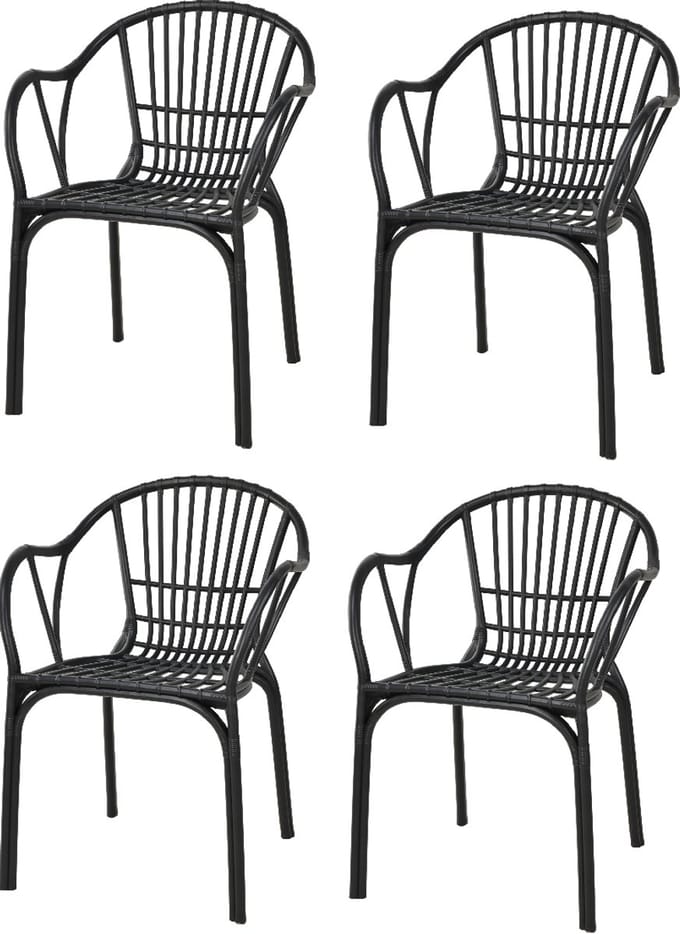 Relaxwonen - Tuinstoelen - Model Sander - Zwart - Horeca kwaliteit - Extra stevig - 4 stuks