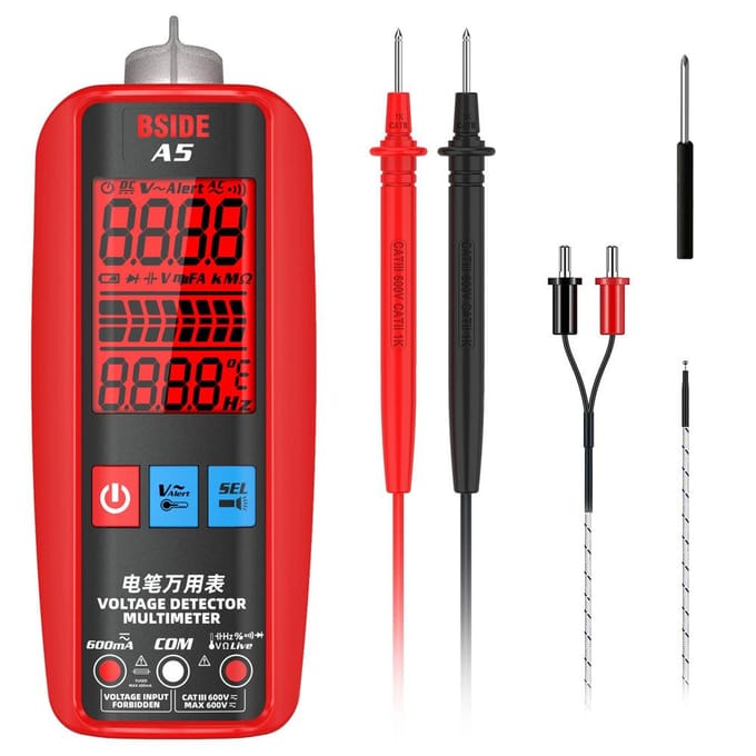 BSIDE Digitale slimme multimeter Meettestmeter Temperatuurdetector Multitester 3-resultatenweergave Without fabric bag