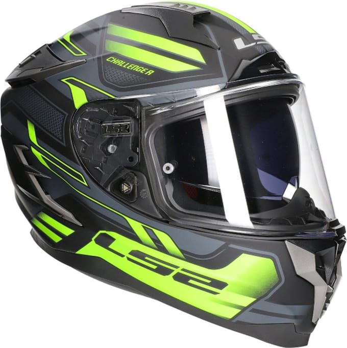 LS2 FF327 Challenger Spin M.Cobalt H-V Geel Integraalhelm - Maat L - Helm