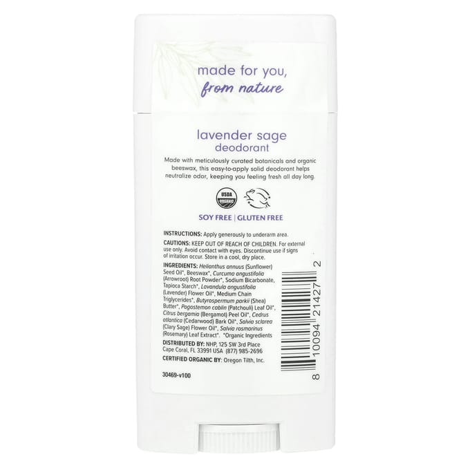 Dr. Mercola, Ola Botanicals® Deodorant, Lavender Sage, 2.65 oz (75.13 g) white