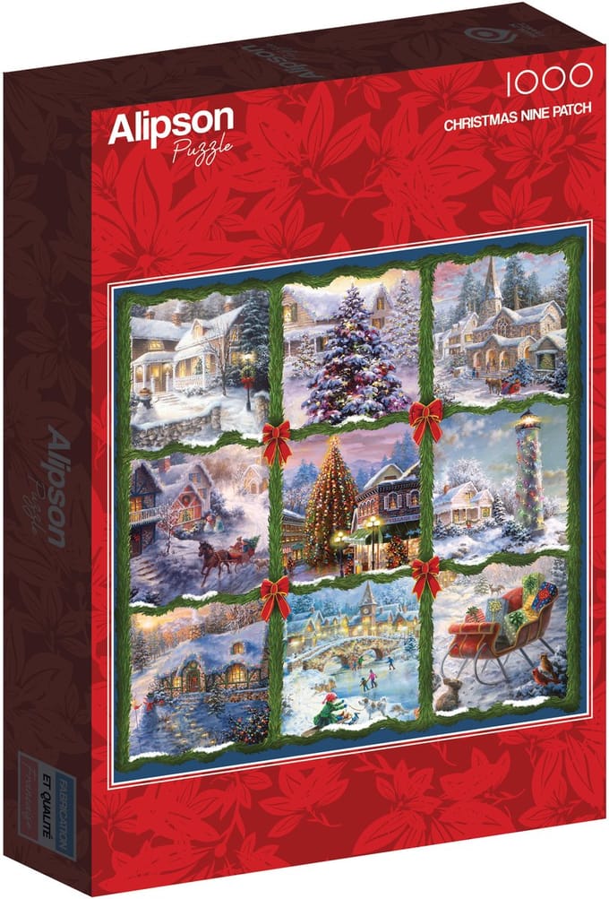 Alipson Puzzle kerst legpuzzel Christmas Nine Patch 1000 stukjes.