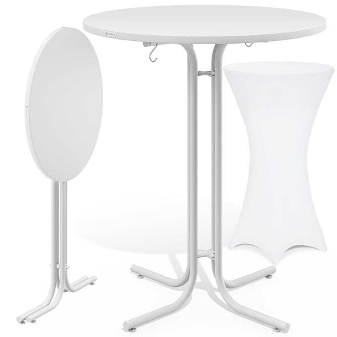 Statafel Wit 110x70cm + statafelhoes Wit Ø70cm