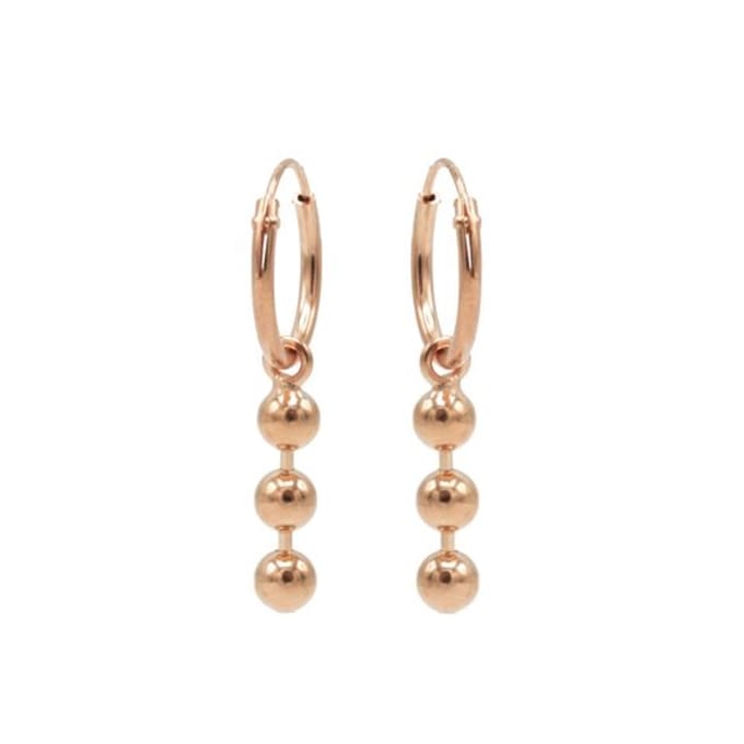 Karma Symbols oorbel Triple Chain Ball M2391 Rosé