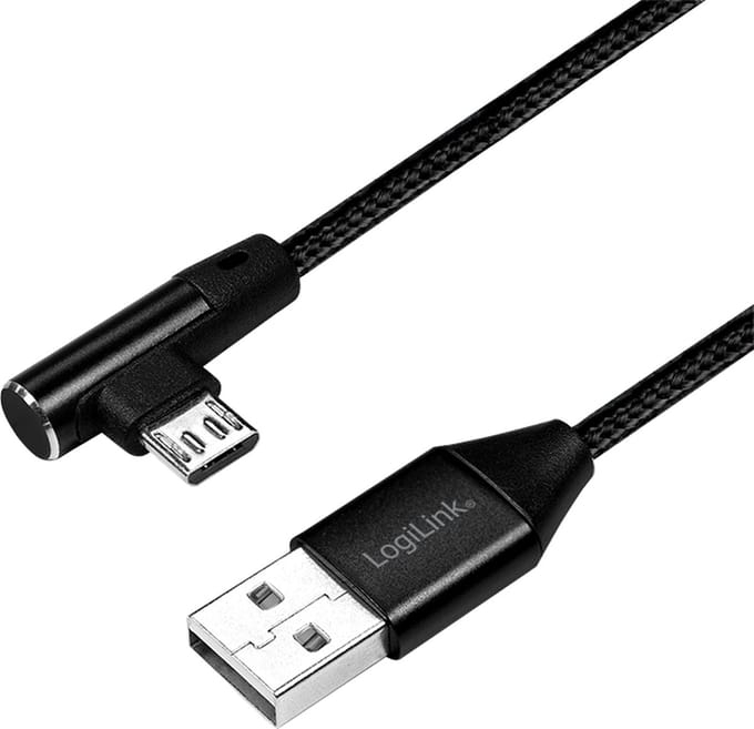 Logilink Usb A Micro Usb B Hoekkabel 1M Voor Het Aansluiten Van Apparaten