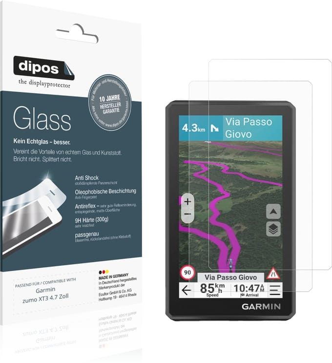 dipos – 2x Matte Pantserfolie geschikt voor Garmin zumo XT3 4.7 Zoll | 9H Screenprotector