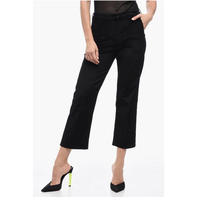 Corduroy cropped broek in zwart