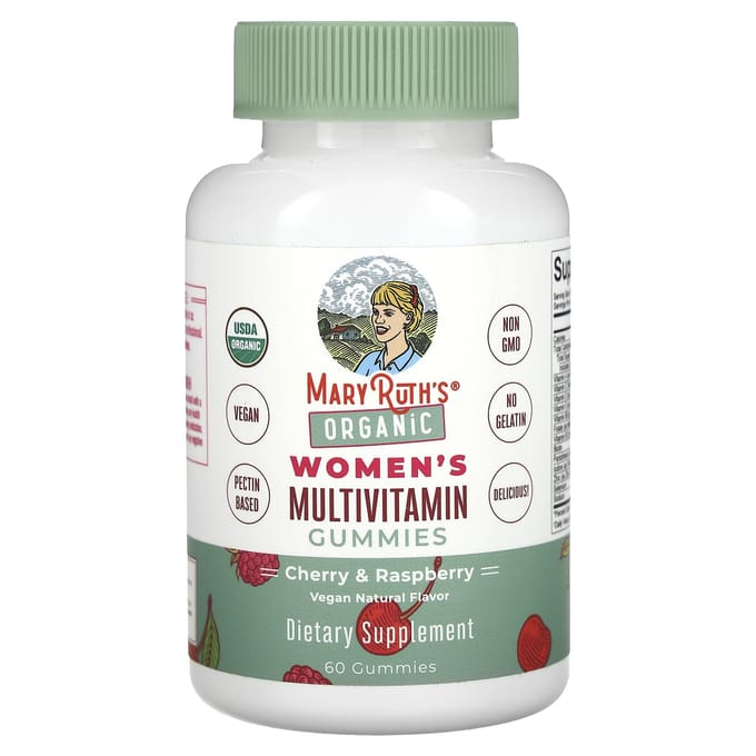 MaryRuth's, Biologische Vrouwen Multivitamine, Kers & Framboos, 60 Gummies
