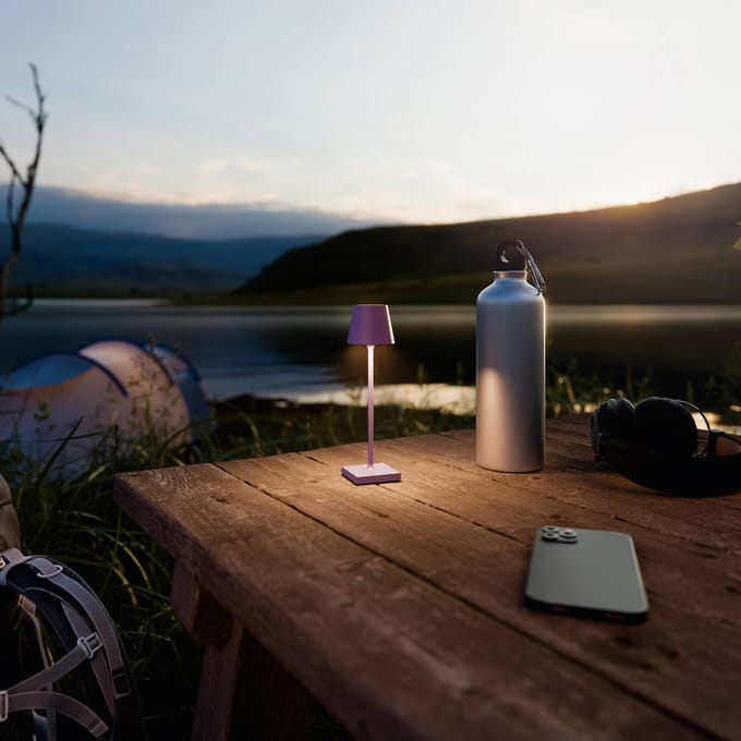 Sigor LED-accubatterijlamp Nuindie pocket, paars, IP54, dimbaar