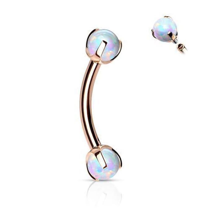 Piercing curved claw opal 1.2x8x3 - rose goud - LMPiercings