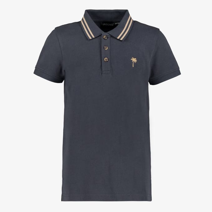 Unsigned jongens polo met palm donkerblauw - Maat 146/152